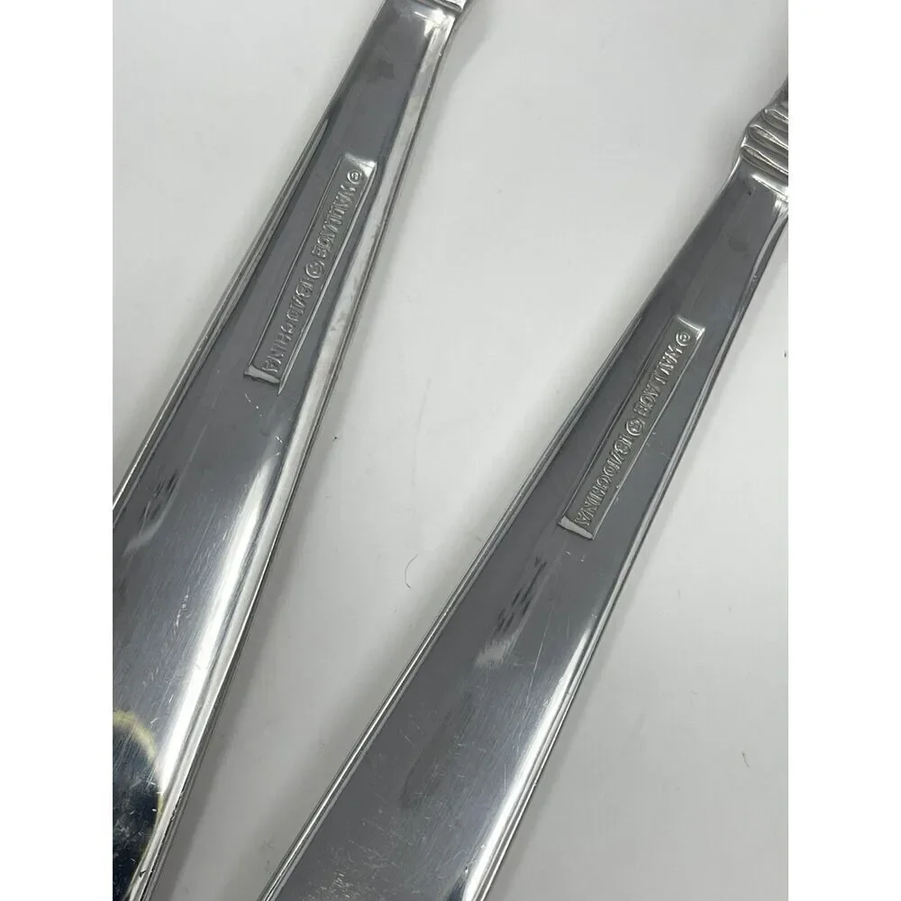 Wallace NAPOLI Glossy Serving Slotted Spoons 8 7/8” Stainless Flatware Set Of 2